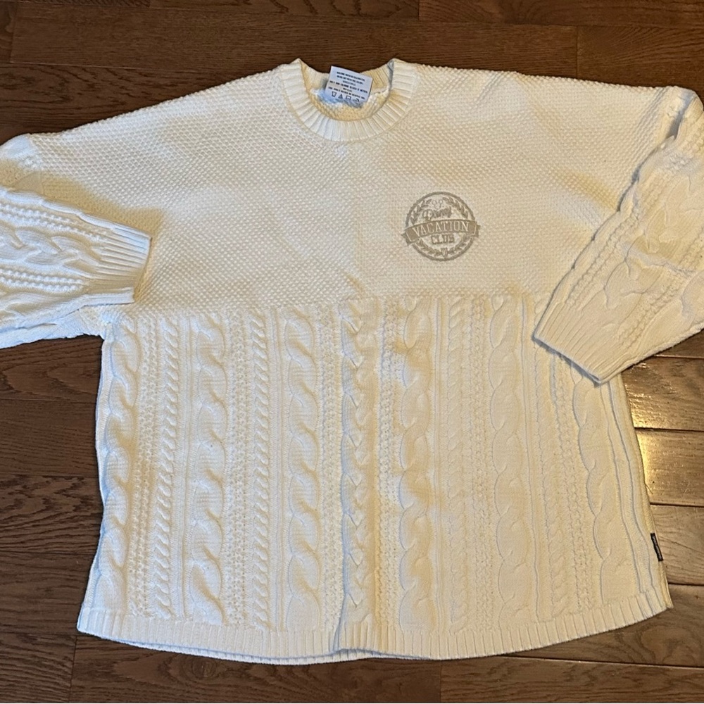 Ivory Cable Knit Crewneck Sweater